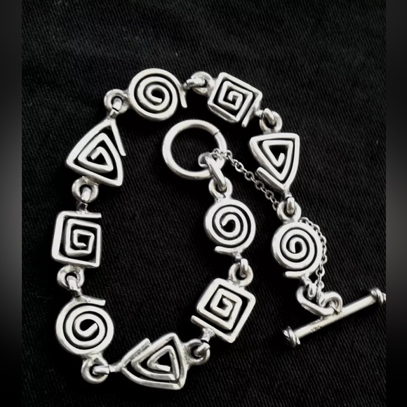Silpada Vintage Very Rare Sterling Silver Geometric Shapes Toggle Clasp Bracelet - Picture 12 of 14